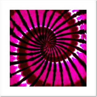 Spiral Pink Black Burgundy Tie Dye Posters and Art